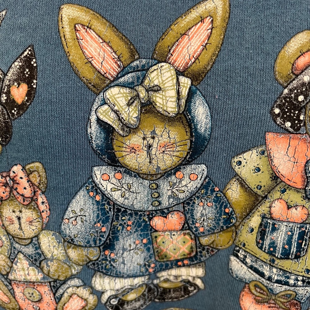 Vintage Jerzees Patchwork Friends Graphic Sweatshirt Cottagecore USA XL - Picture 11 of 11